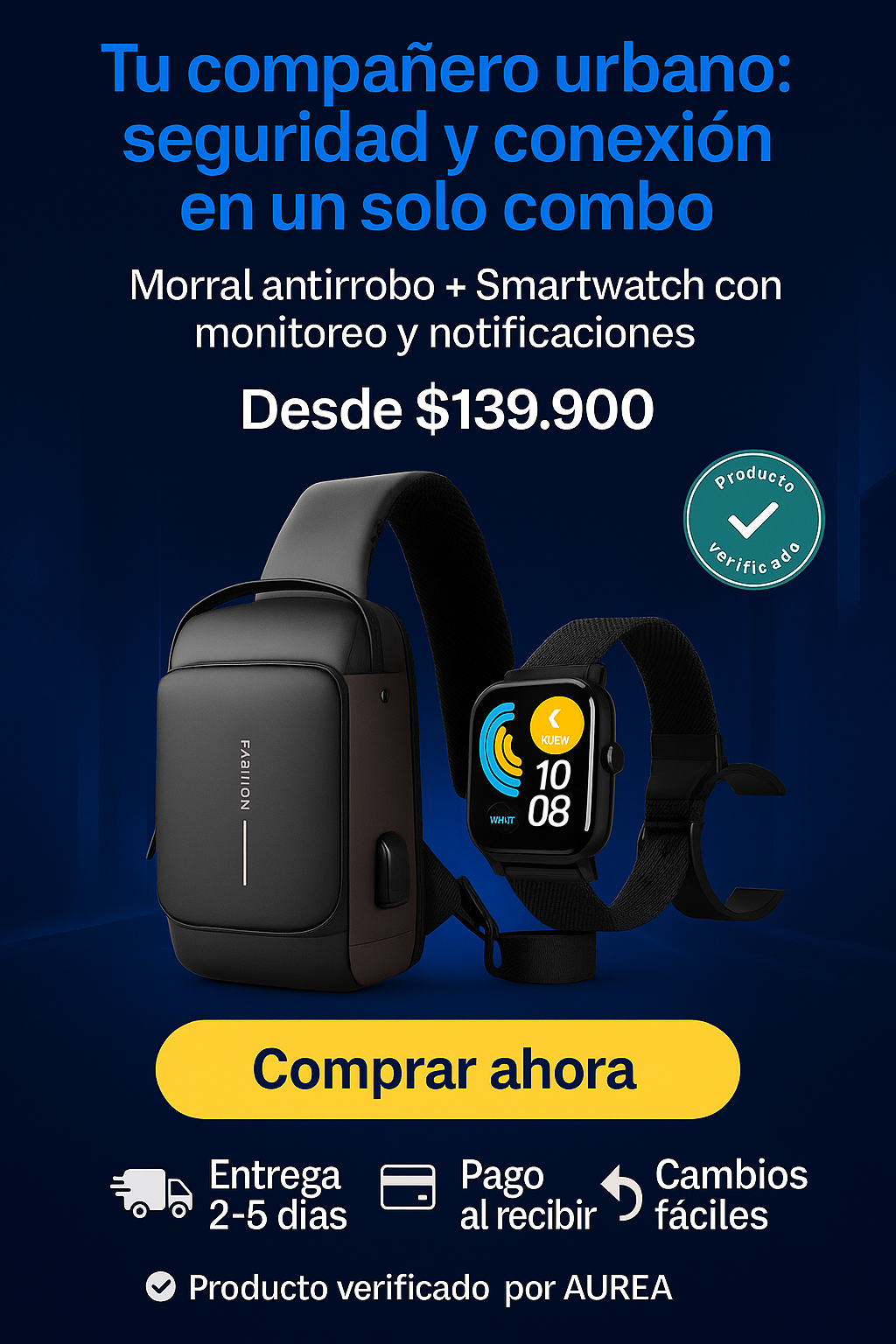 Combo Smartwatch y el Morral Ant1rr0bo